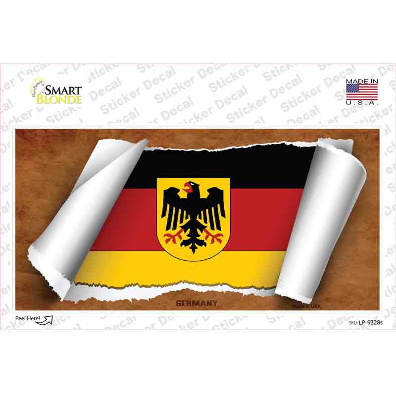 LP-9328s-M Germany Coat of Arms Scroll Novelty Sticker Decal - Medium