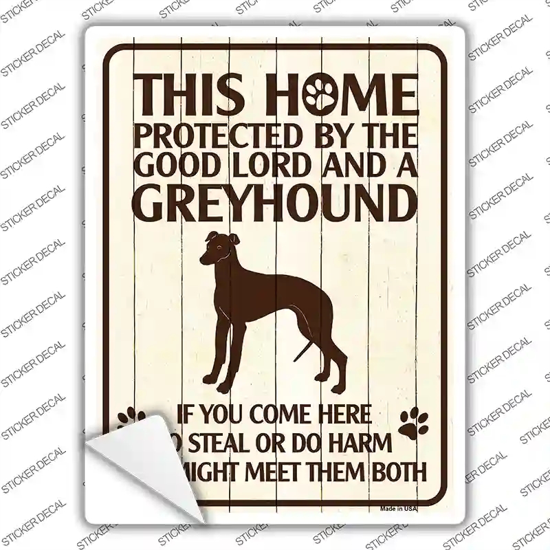 P-1681s-S Protected by A Greyhound Novelty Rectangle Sticker Decal - Small