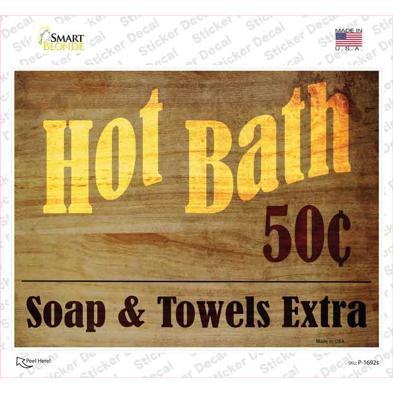 P-1692s-M Hot Bath Novelty Rectangle Sticker Decal - Medium