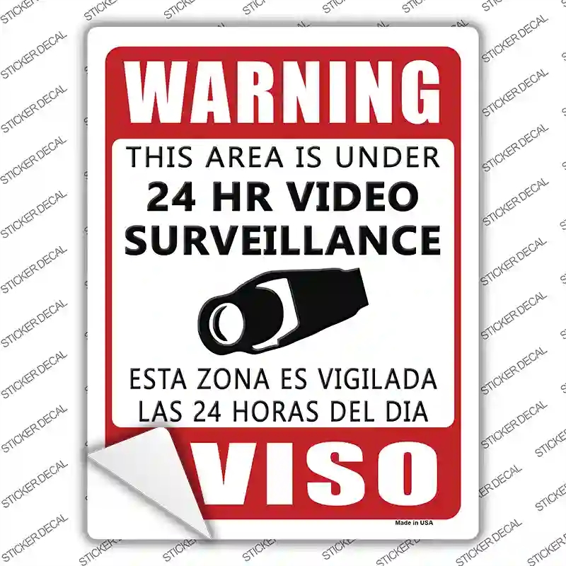 P-1702s-L Warning This Area is Under Video Surveillance Novelty Rectangle Sticker Decal - Large