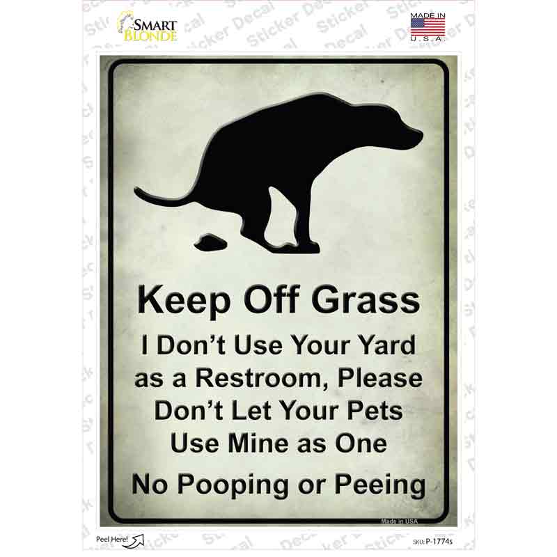 P-1774s-M Keep Off Grass Novelty Rectangle Sticker Decal - Medium