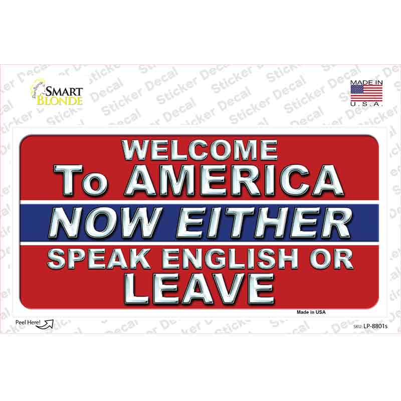 LP-8801s-M Speak English or Leave Novelty Sticker Decal - Medium