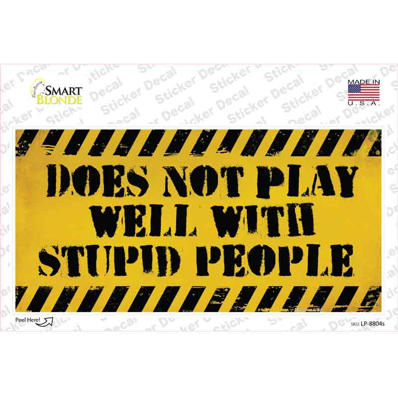 LP-8804s-M Does Not Play Well Novelty Sticker Decal - Medium