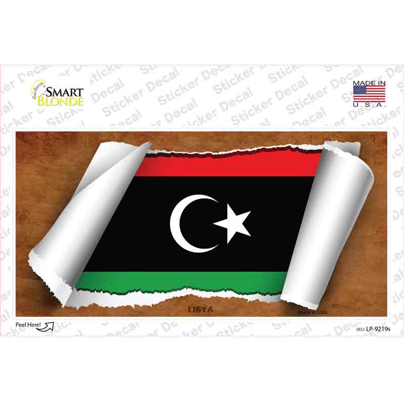 LP-9219s-M Libya Flag Scroll Novelty Sticker Decal - Medium