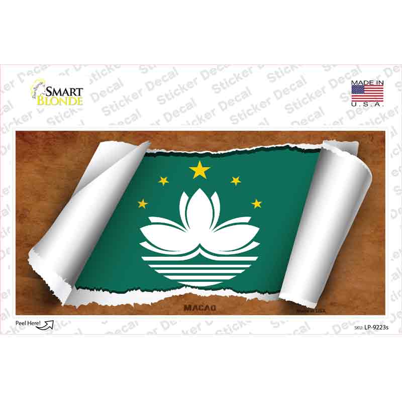 LP-9223s-M Macan Flag Scroll Novelty Sticker Decal - Medium