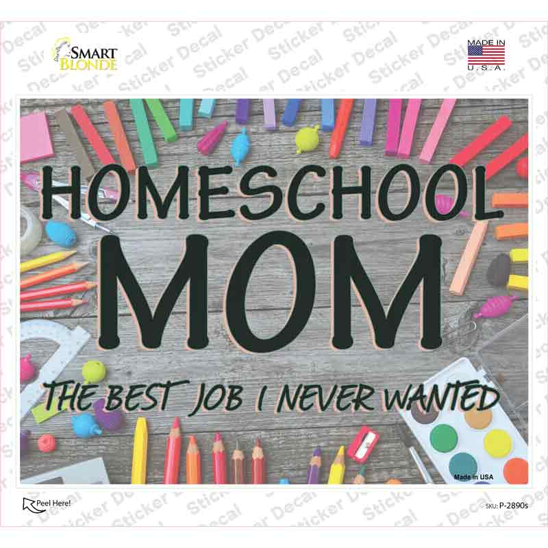 P-2890s-M Homeschool Mom Novelty Rectangle Sticker Decal - Medium