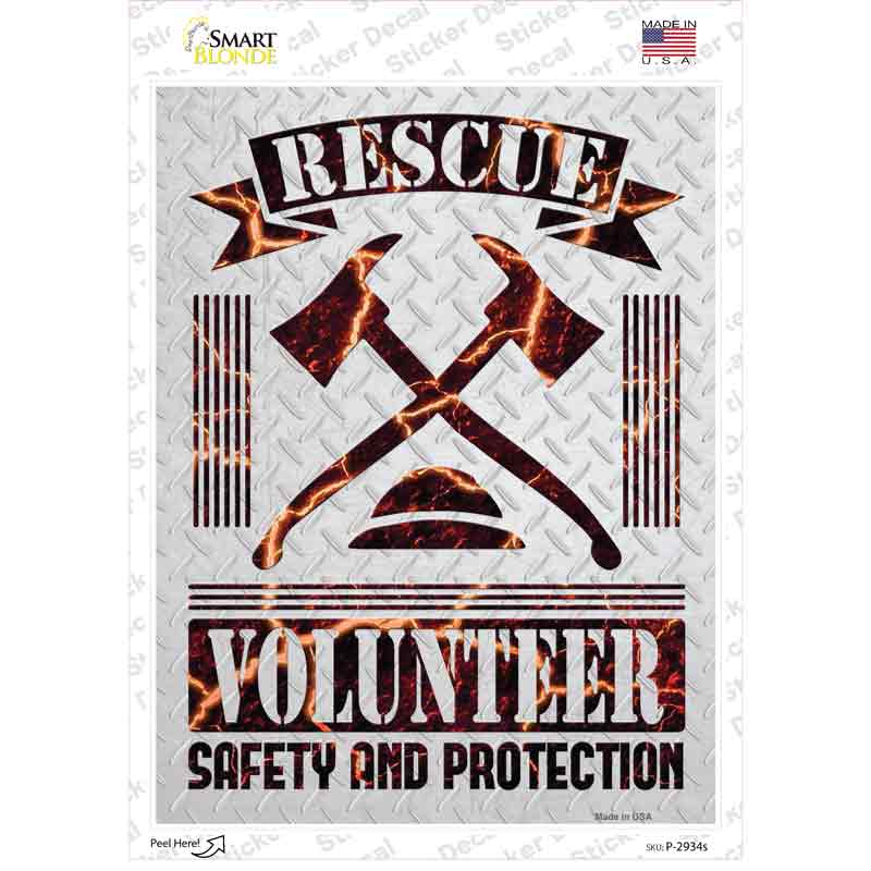 P-2934s-M Rescue Volunteer Novelty Rectangle Sticker Decal - Medium