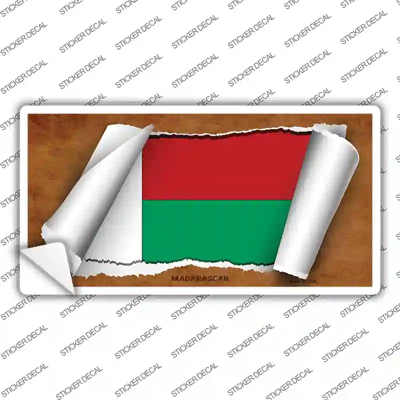 LP-9227s-S Madagascar Flag Scroll Novelty Sticker Decal - Small