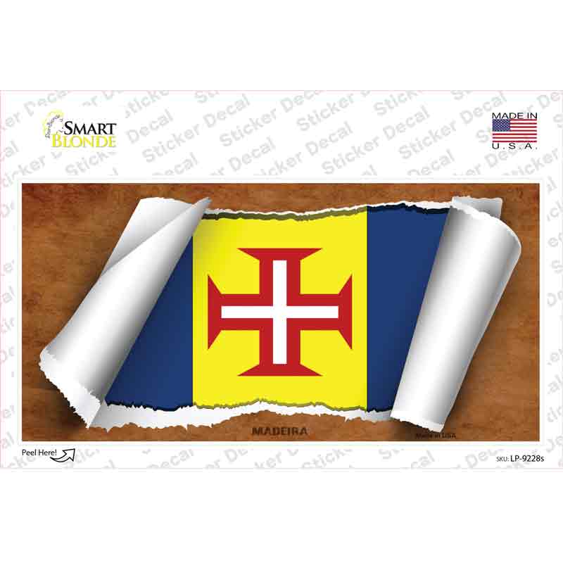 LP-9228s-M Madeiva Flag Scroll Novelty Sticker Decal - Medium