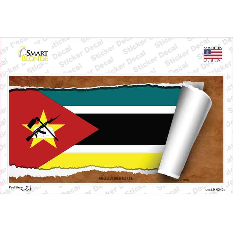 LP-9242s-M Mozambique Flag Scroll Novelty Sticker Decal - Medium