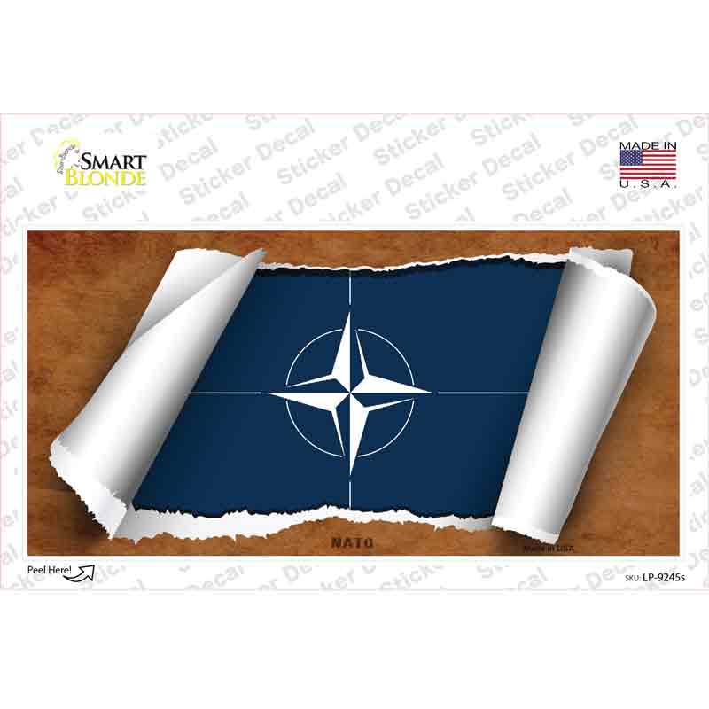 LP-9245s-M Nato Flag Scroll Novelty Sticker Decal - Medium
