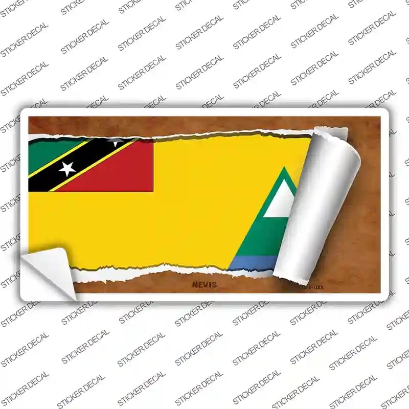 LP-9250s-L Nevis Flag Scroll Novelty Sticker Decal - Large