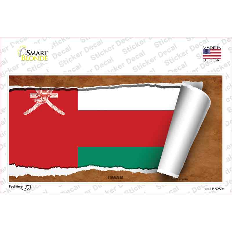 LP-9259s-M Oman Flag Scroll Novelty Sticker Decal - Medium