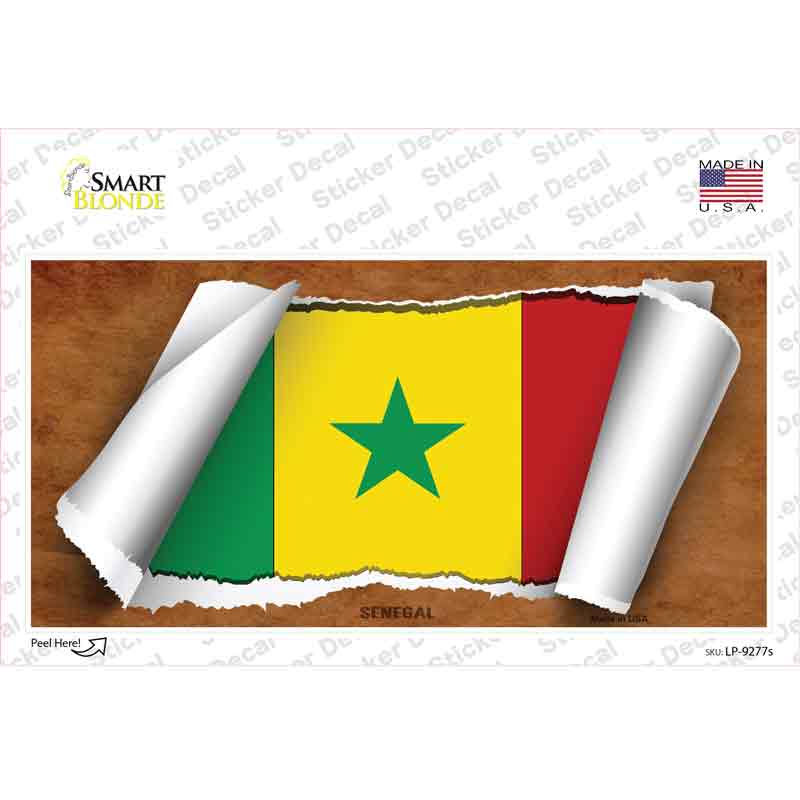 LP-9277s-M Senegal Flag Scroll Novelty Sticker Decal - Medium
