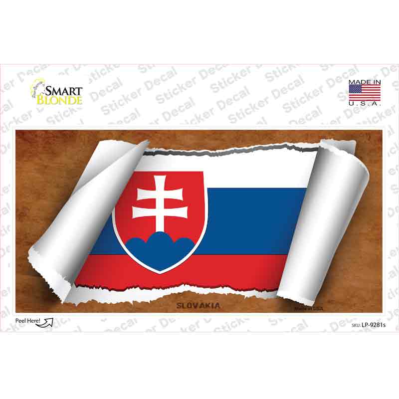 LP-9281s-M Slovakia Flag Scroll Novelty Sticker Decal - Medium