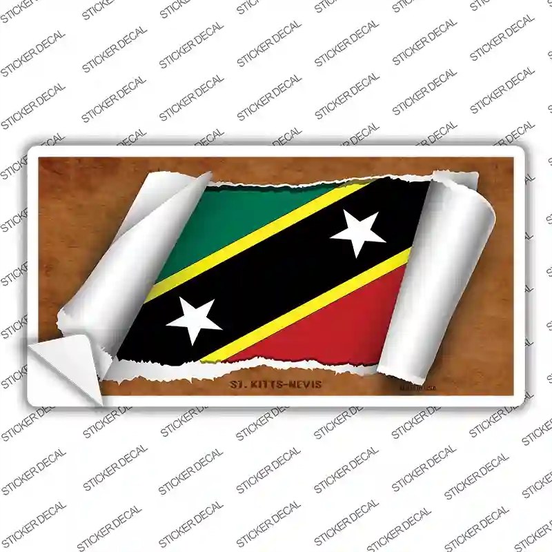 LP-9289s-S St Kitts-Nevis Flag Scroll Novelty Sticker Decal - Small