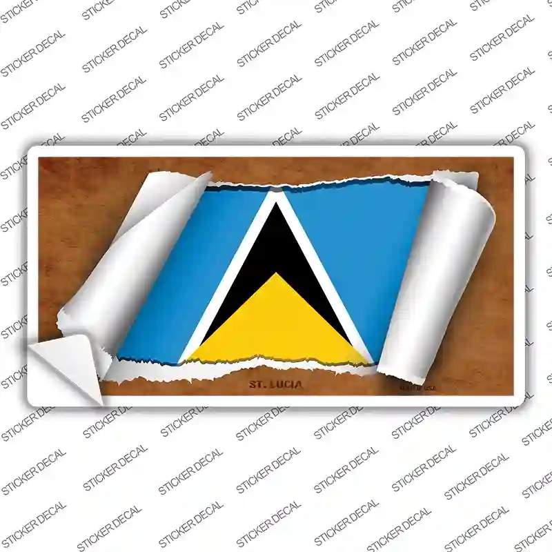 LP-9291s-XL St Lucia Flag Scroll Novelty Sticker Decal - Extra Large