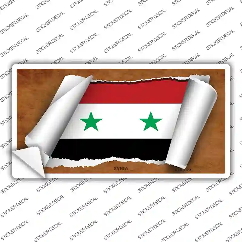LP-9296s-S Syria Flag Scroll Novelty Sticker Decal - Small