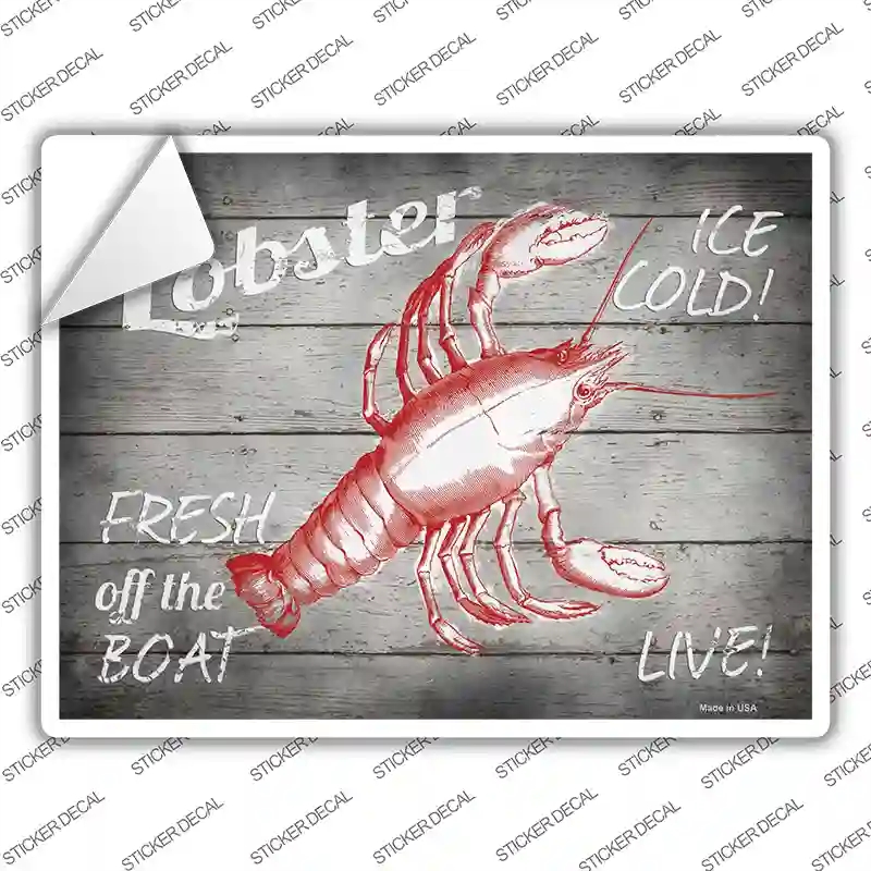 P-2971s-S Lobster Fresh Off the Boat Novelty Rectangle Sticker Decal - Small