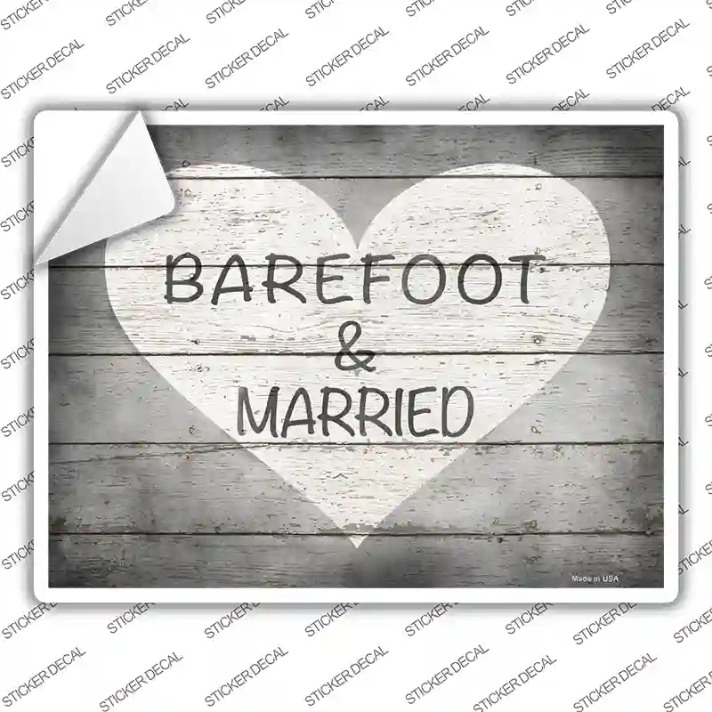 P-2976s-S Barefoot & Married Novelty Rectangle Sticker Decal - Small
