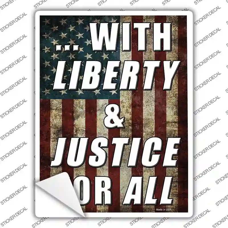 P-2980s-L Liberty & Justice for All Novelty Rectangle Sticker Decal - Large
