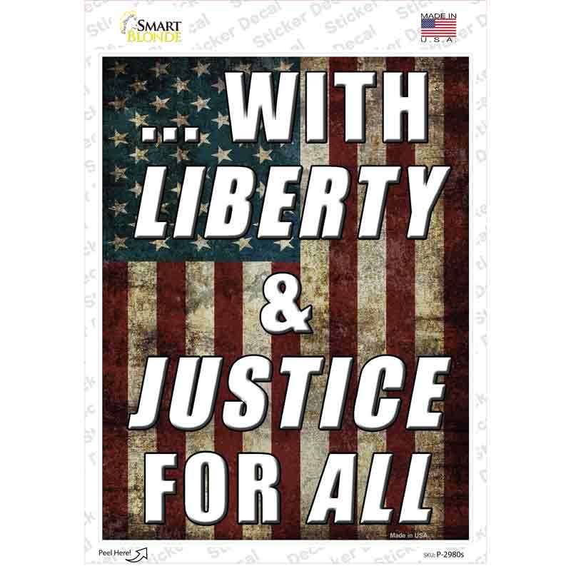 P-2980s-M Liberty & Justice for All Novelty Rectangle Sticker Decal - Medium
