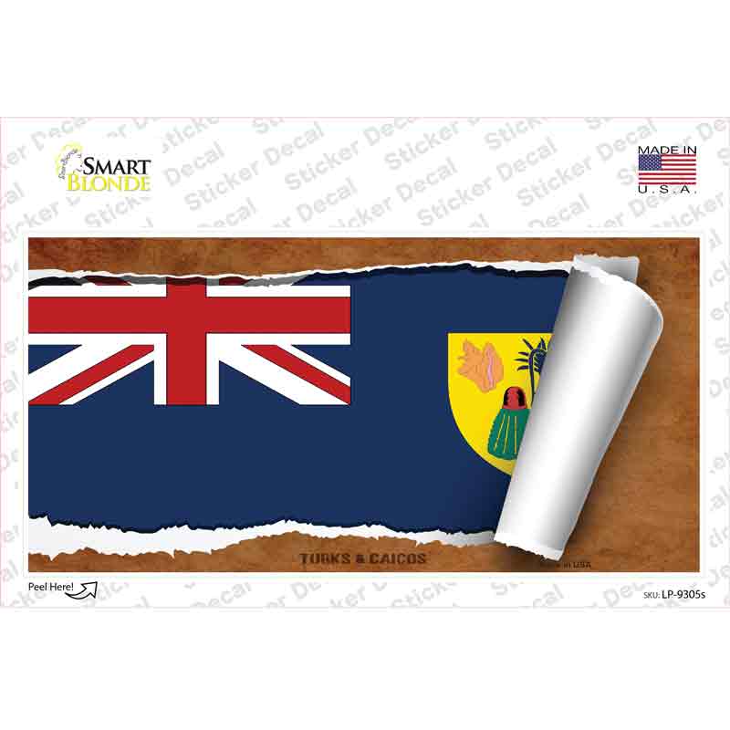 LP-9305s-M Turks & Caicos Flag Scroll Novelty Sticker Decal - Medium