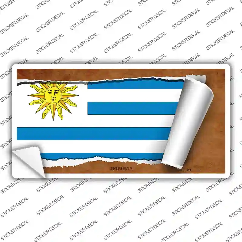 LP-9311s-S Uruguay Flag Scroll Novelty Sticker Decal - Small