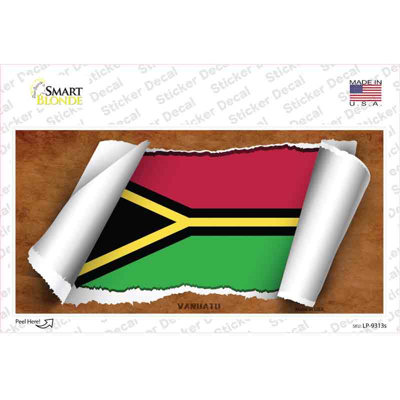 LP-9313s-M Vanuatu Flag Scroll Novelty Sticker Decal - Medium