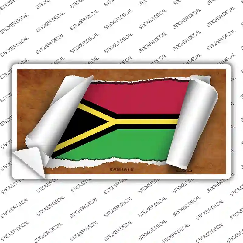 LP-9313s-S Vanuatu Flag Scroll Novelty Sticker Decal - Small