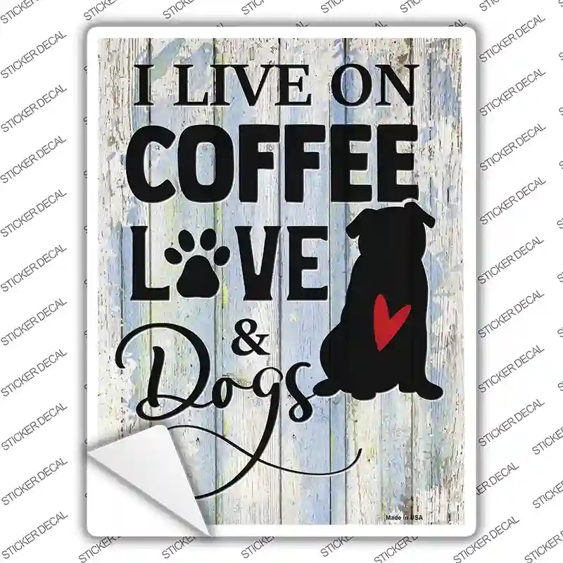 P-3627s-L Coffee Love Dogs Novelty Rectangle Sticker Decal - Large