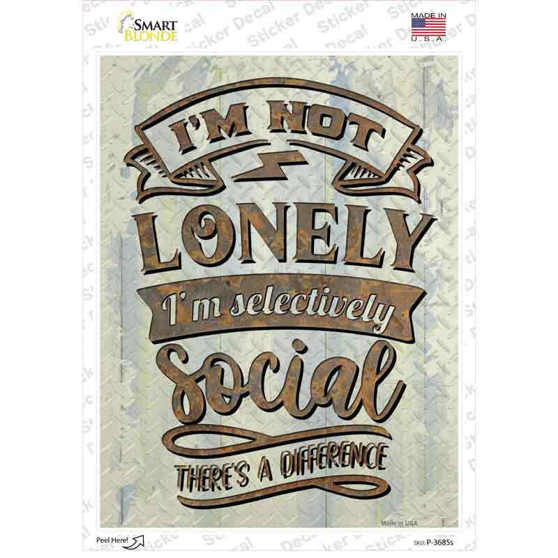 P-3685s-M Selectively Social Novelty Rectangle Sticker Decal - Medium