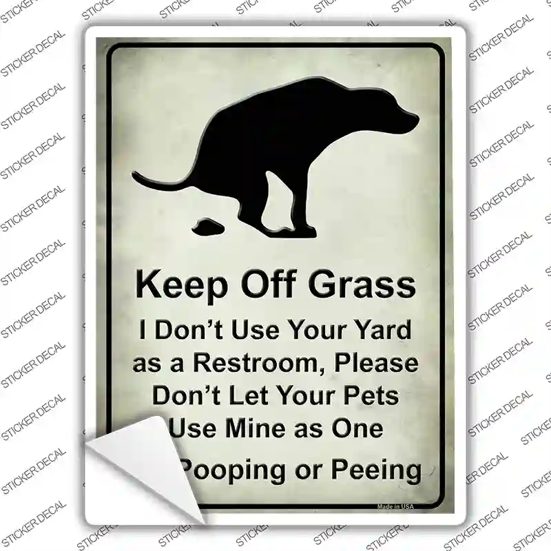 P-1774s-L Keep Off Grass Novelty Rectangle Sticker Decal - Large
