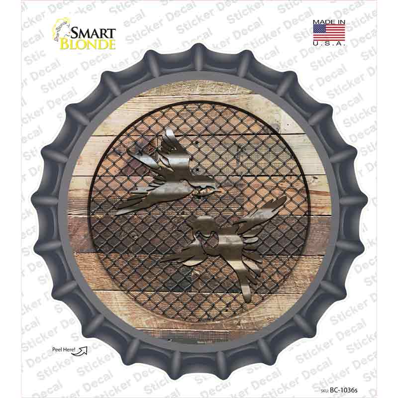 BC-1036s-M Little Birds on Wood Novelty Bottle Cap Sticker Decal - Medium