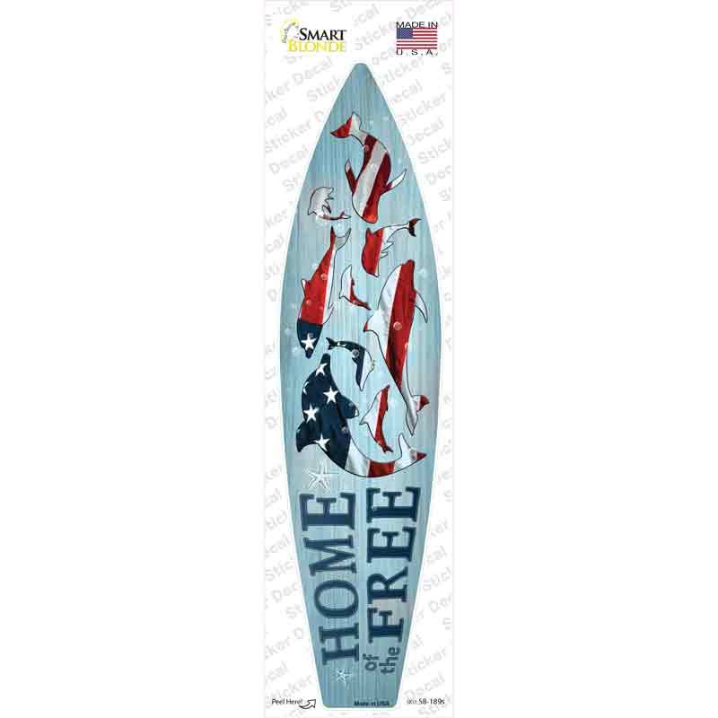 SB-189s-M Home of the Free Novelty Surfboard Sticker Decal - Medium