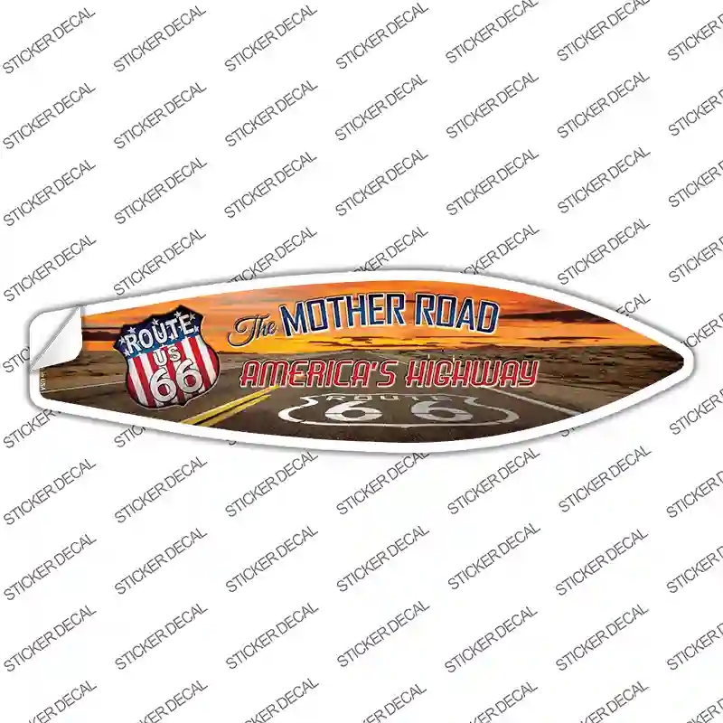 SB-088s-S Route 66 with Sunset Novelty Surfboard Sticker Decal - Small