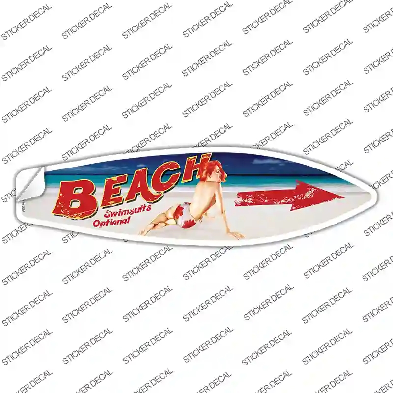 SB-089s-S Beach Swimsuit Optional Novelty Surfboard Sticker Decal - Small