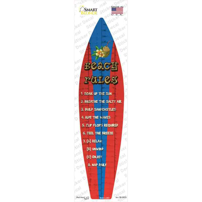 SB-097s-M Beach Rules Novelty Surfboard Sticker Decal - Medium