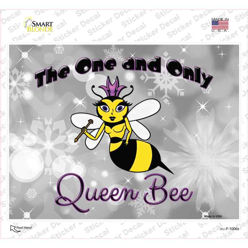 P-1006s-M Queen Bee Horizontal Novelty Rectangle Sticker Decal - Medium