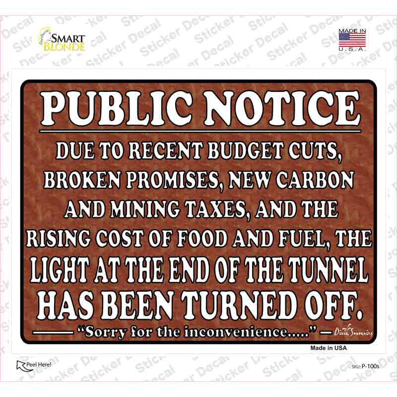 P-100s-M Light At the End Novelty Rectangle Sticker Decal - Medium