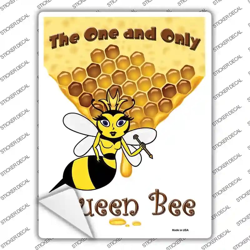 P-1010s-L Queen Bee Gold Novelty Rectangle Sticker Decal - Large