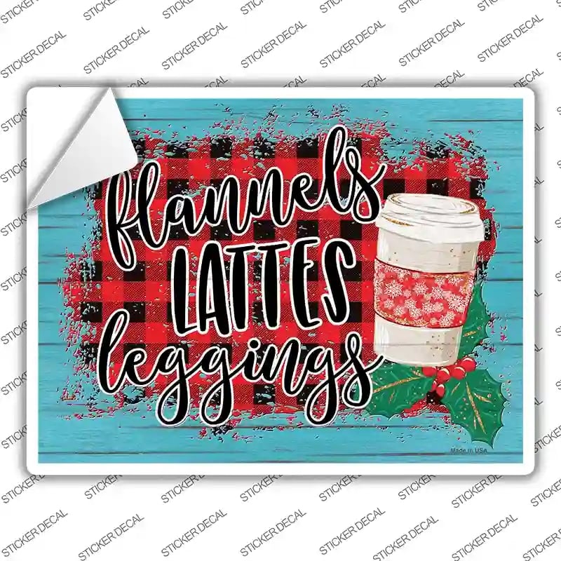 P-3912s-S Flannels Lattes Leggings Novelty Rectangle Sticker Decal - Small