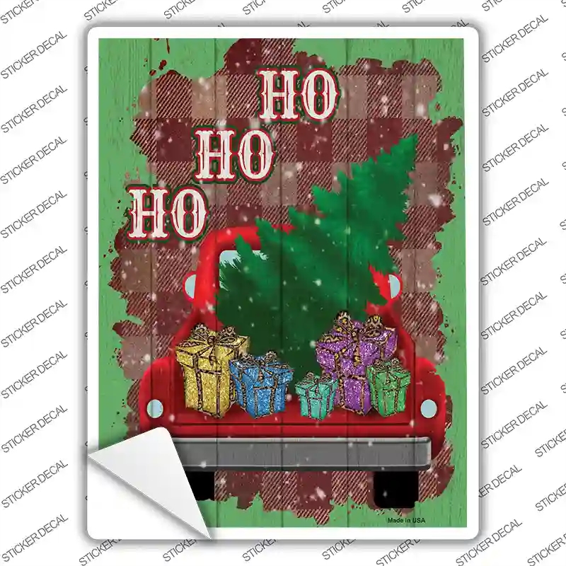 P-3915s-S Ho Ho Ho Truck Novelty Rectangle Sticker Decal - Small