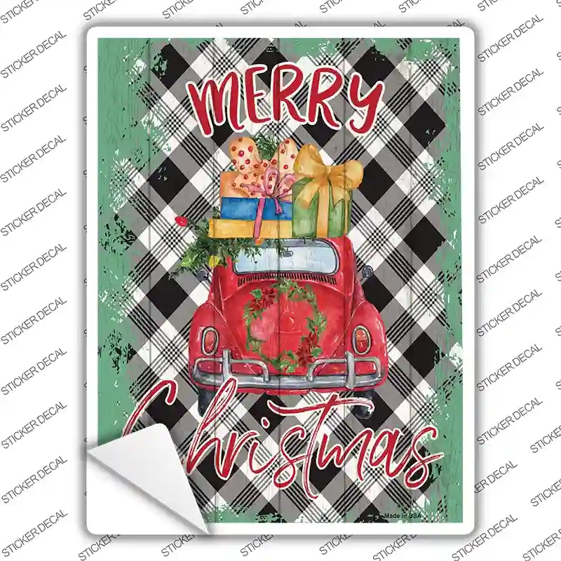 P-3918s-S Merry Christmas Car Novelty Rectangle Sticker Decal - Small