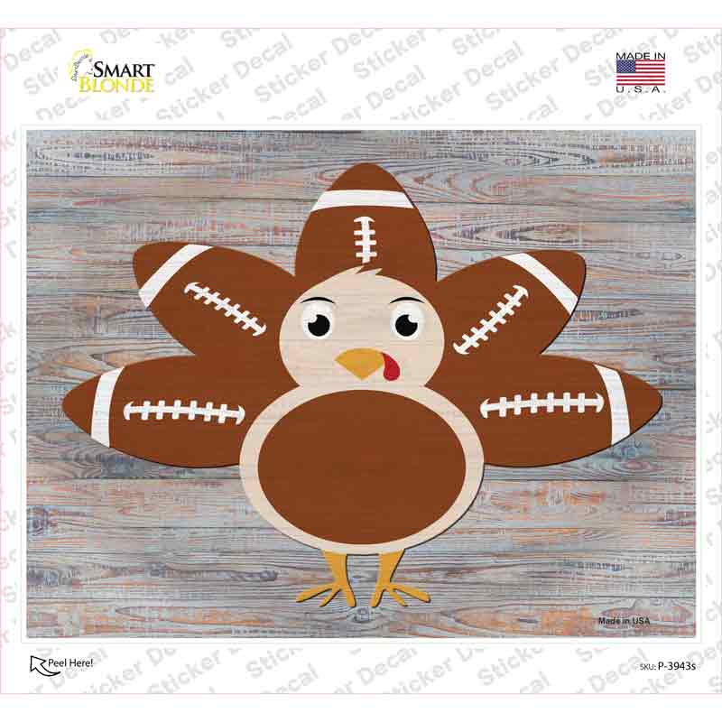 P-3943s-M Football Turkey Novelty Rectangle Sticker Decal - Medium