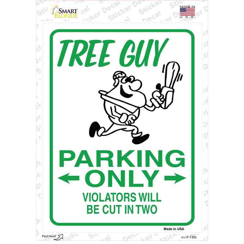 P-730s-M Tree Guy Parking Novelty Rectangle Sticker Decal - Medium
