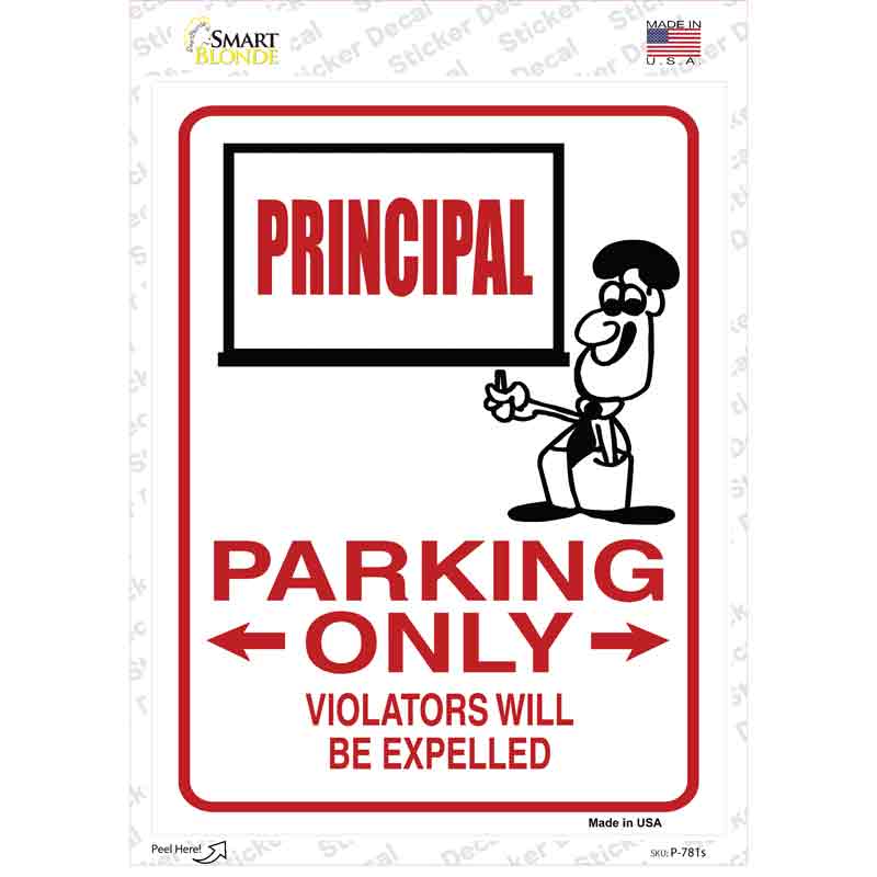 P-781s-M Principal Only Novelty Rectangle Sticker Decal - Medium