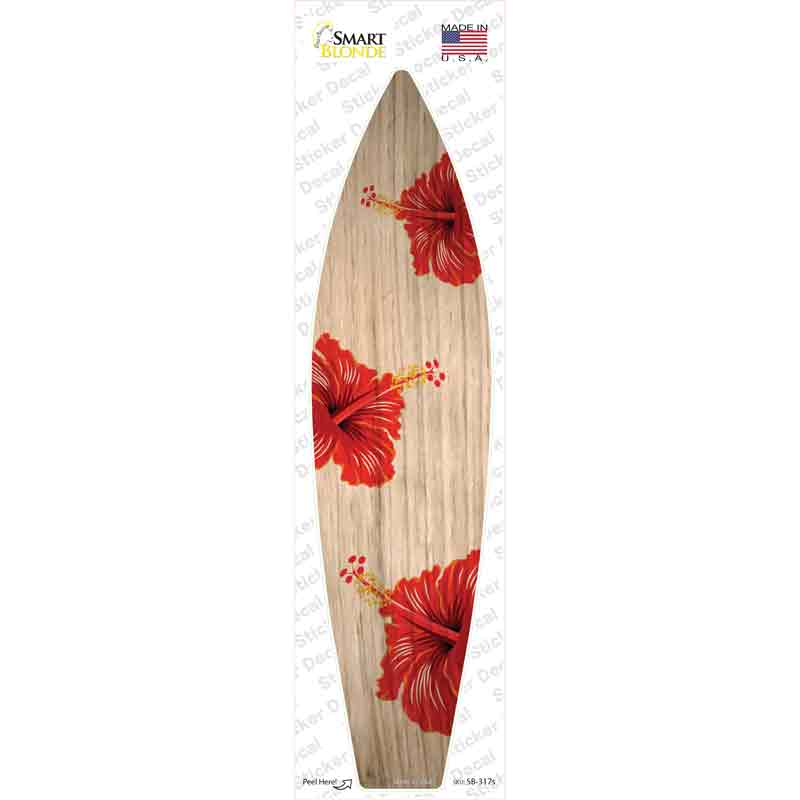 SB-317s-M Red Hawaiian Flowers Novelty Surfboard Sticker Decal - Medium