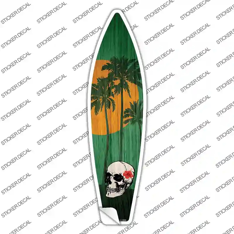 SB-321s-L Skull & Palm Trees Novelty Surfboard Sticker Decal - Large