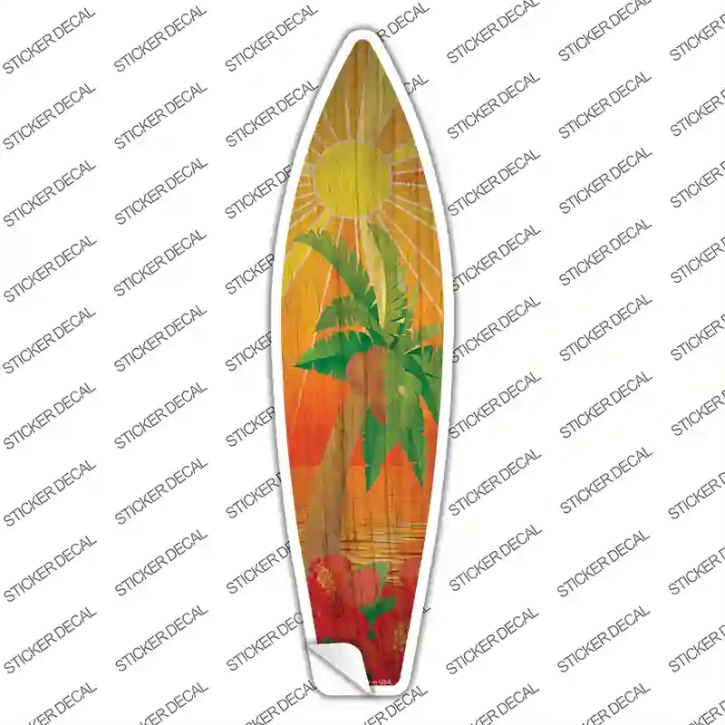 SB-328s-XL Tree & Flowers Sunset Novelty Surfboard Sticker Decal - Extra Large